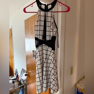 Stylish Black and White Grid Dress